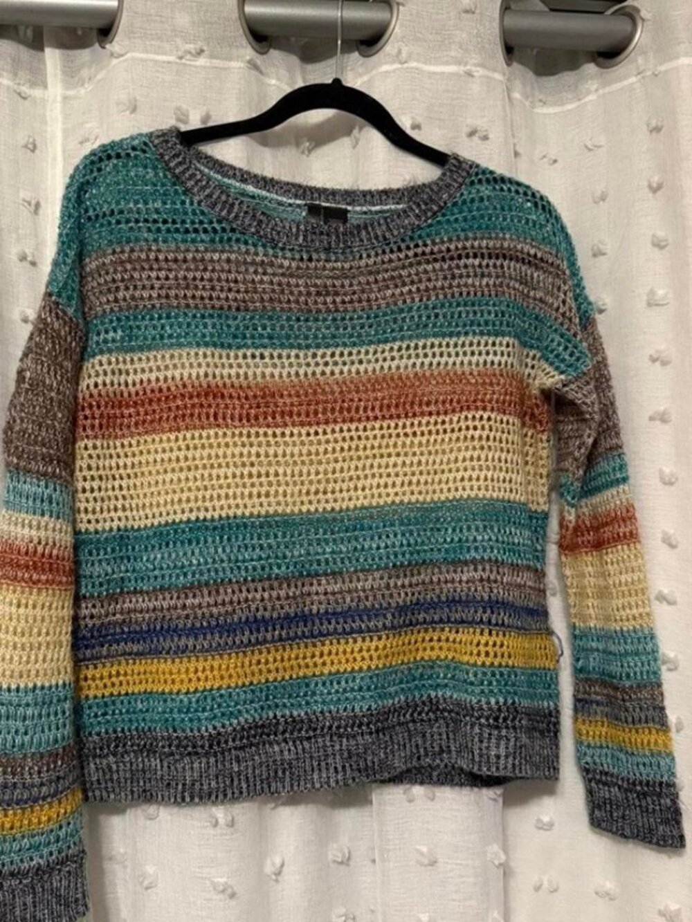 Boho Multicolor Stripe Open Knit Sweater
